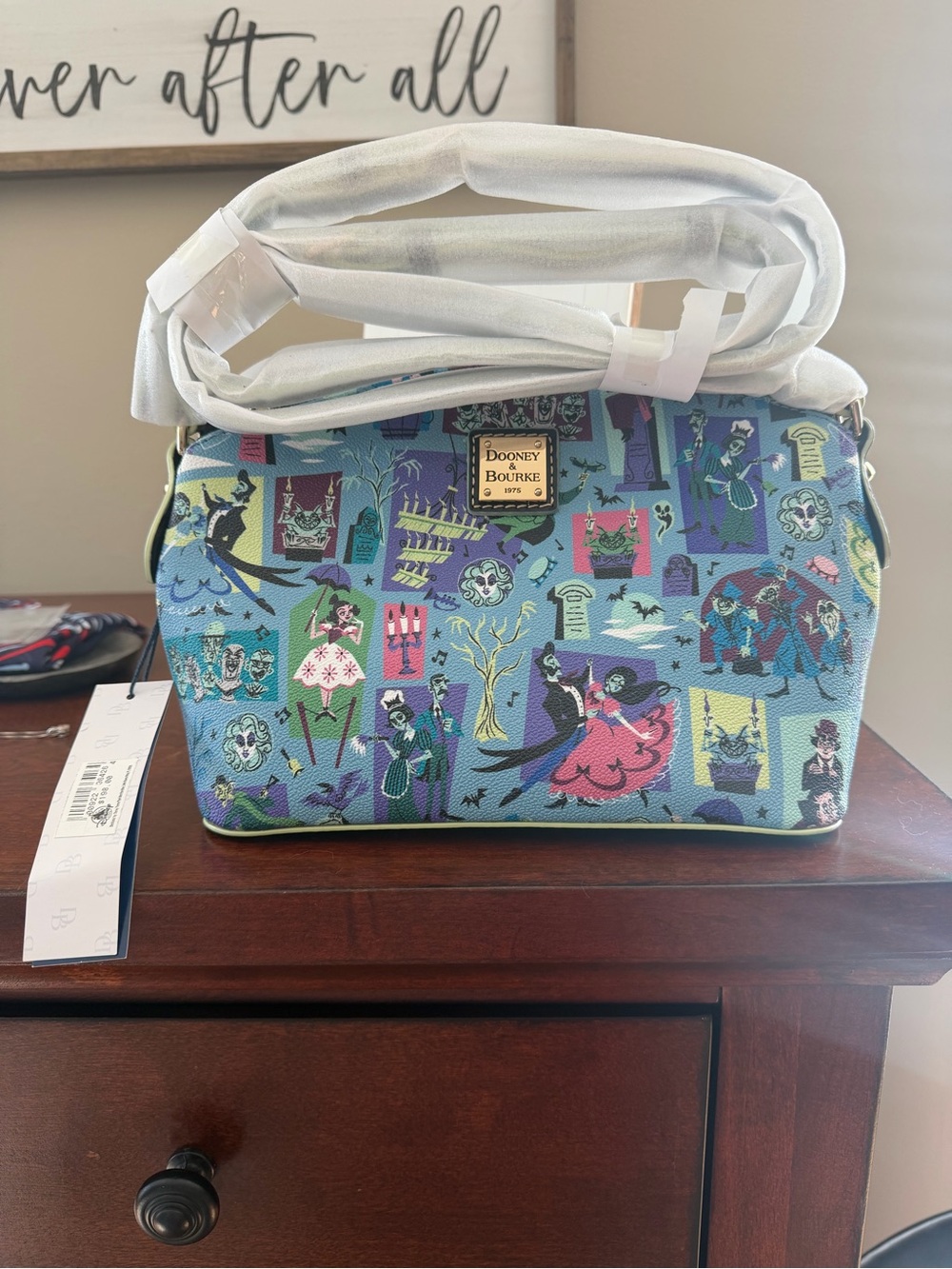 Dooney & Bourke Blue Multi Haunted Mansion Pattern Crossbody Bag